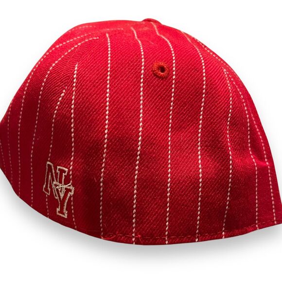 New York Yankees Steps Baseball Pro Modal Fitted Hat Mens Medium Red Striped - Picture 5 of 9